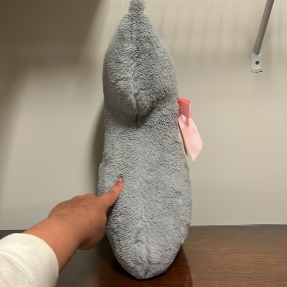 Gray Cat With Pink Bow Silhouette Decorative Plush Pillow - Picture 5 of 6